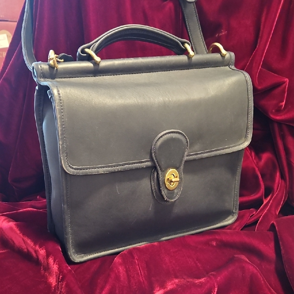 Vintage Coach Blue Leather Handbag